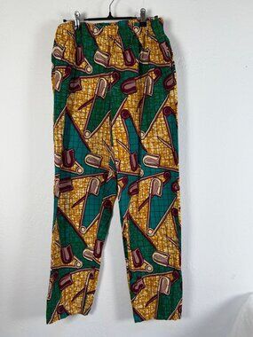 Leaping Lizards African Print Handmade in the UK Trousers Pants Safety Pin Green